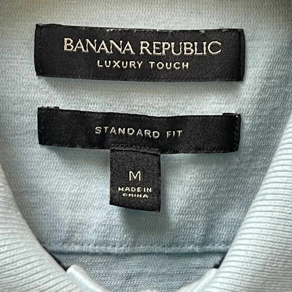 Banana Republic Men's Medium Light Blue Luxury‎ Touch Cotton Polo
